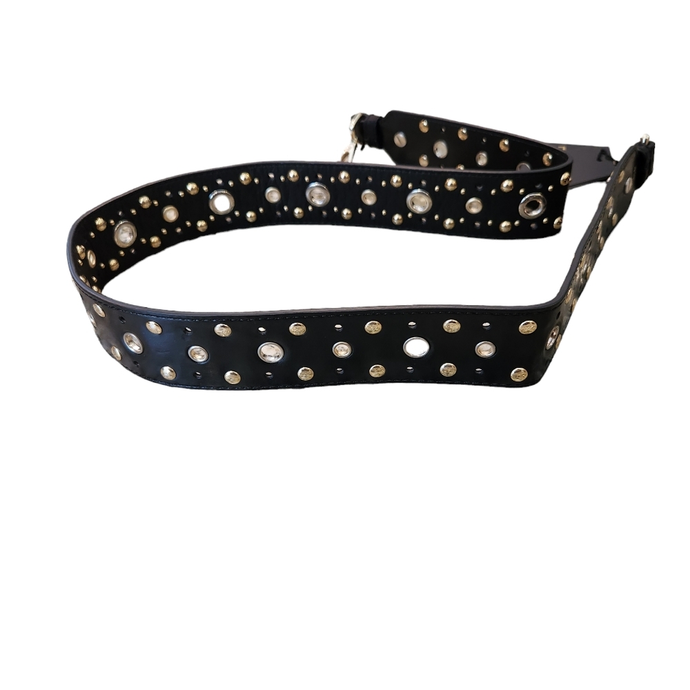 Maje Sacha Black Leather Bag Strap Studded